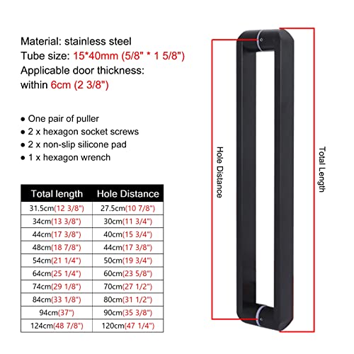 Poignée de porte coulissante double face : fixations incluses