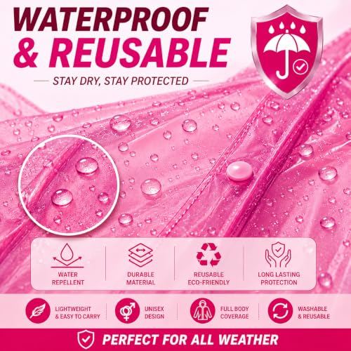 Image of Full Length Waterproof Raincoat for Men & Women | Hooded Transparent Rain Wear with Sleeves | Reusable Long Rain Jacket for Bike Riding, Travel, Camping & Monsoon Protection