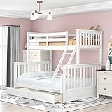 Harper & Bright Designs Twin Over Full Bunk Bed with Drawers and Ladder, White