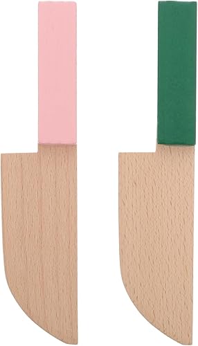 Juguete de cocina de madera 2pcs cortador de madera verde rosa fingir cuchillos de cocina para cortar verduras frutas ensalada pastel