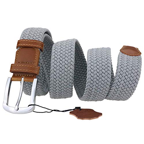 Image of maikun Mens Belt, Braided Belts for Mens, Black Belts for Men with Leather Tip (Black, 100cm long)
