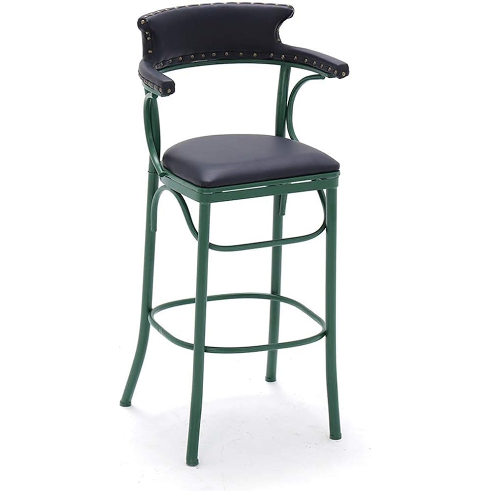Leather Bar Stool, Wrought Iron High Bar Stool, Retro