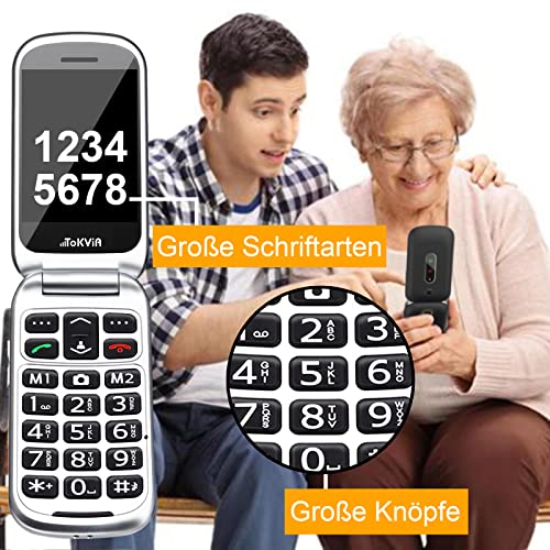 Seniorenhandy Tokvia Klapphandy mit großen Tasten und einfacher Bedienung