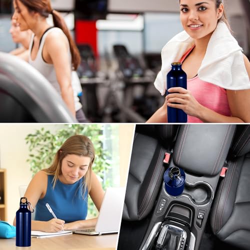 Gandeer 24 Pcs Aluminum Water Bottle 17oz Aluminum Reusable Bottles with Clips Sports Lightweight Water Multipack Easy Carry Leakproof Travel for Gym Hiking Cycling Sports Outdoor(Dark Blue)