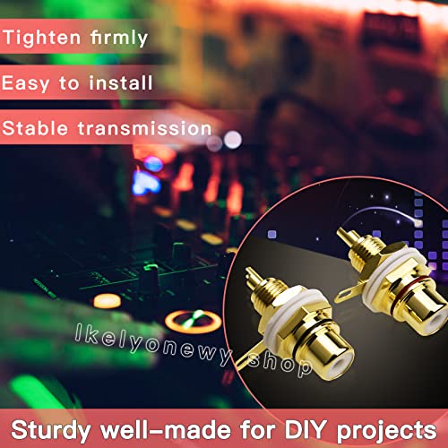lkelyonewy Solderable RCA Panel Mount Plug Female Jacks Socket Connector Chassis Amplifier Terminal Plated Gold Adapter Coupler for Amp (6 Pairs) by lkelyonewy - Image 2