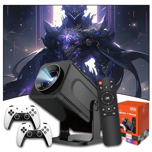 Image of HCS350 PRO Mini Game Projector,10000+ Games,Compatible with 17 Simulators,2.4G+5G WiFi+BT,Android 11,1280×720P,Allwinner H713,Electric Focus,Support HD-IN,Portable Projector for Home/Outdoor (Black)