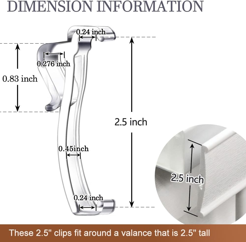 2.5 Inch Valance Clips for Horizontal Blind Valance (12 Pieces)