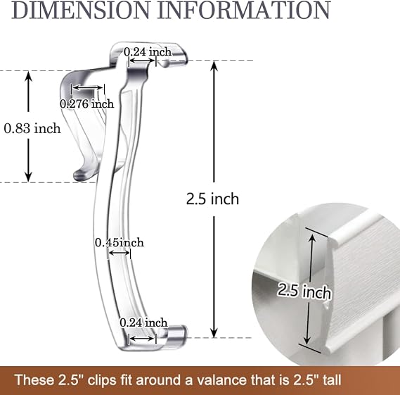2.5 Inch Valance Clips for Horizontal Blind Valance (36 PCS)