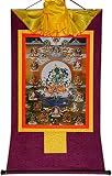 Thangka buddista appeso a parete, pittura buddista Thangka, appeso a parete buddista tibetano tantrico Thangka, le 21 tara, arazzo buddista broccato stampato a caldo (colore: blu, dimensioni: medio (6
