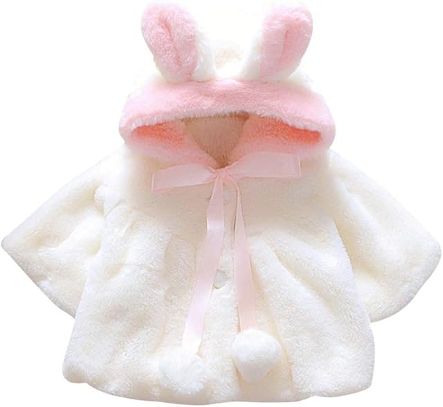 Newborn Infant Baby Girl Faux Fur Warm Winter Hooded Cape Cloak Hoodie Coat Jacket Thick Warm Clothes Cardigan Outwear 0~36 M
