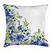 Produktbild vnsukdlfg Watercolor Flower House Decor Throw Pillow Cushion Cover, Motley Floret Motifs with Splash Anemone Iris Revival Theme, Decorative Square Accent Pillow Case, Blue Yellow, 20 X 20 Inches