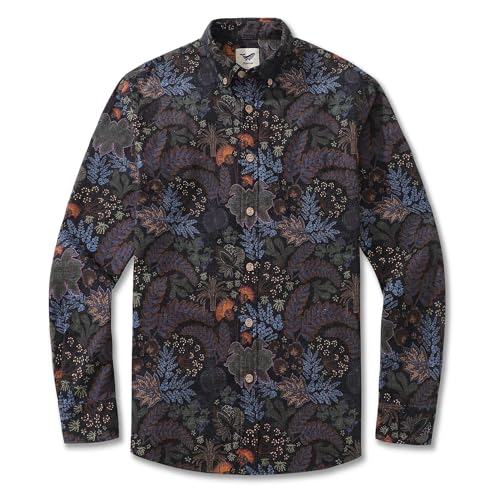 Long Sleeve Hawaiian Shirt for Men Casual Floral Button Down Aloha Shirts Tropical Beach Shirt