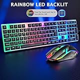 JUSTOP USB Wired Keyboard and Mouse Set, Luminous LED Lights, Full Size Slim Keyboard, LED Gaming Mouse, Game or Business, UK Layout, For PC, Laptop, Windows And Mac, PS4, PS5, Xbox One etc - Image 2