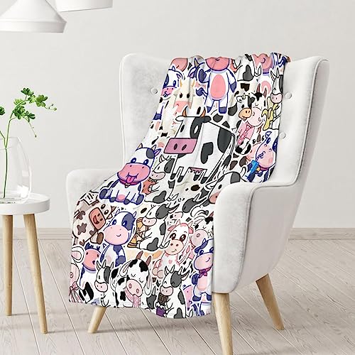 Mercuryelf Cow Throw Blanket - Soft, Fuzzy & Warm - 50x60 Inches Flannel Blankets for Living Room, Sofa - Cute Throws Gift for Teens
