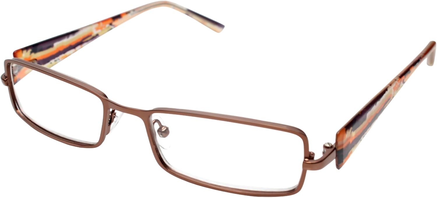 Calabria 845 Designer Women Rectangle Techno Reading Glasses with Hard Case 53mm