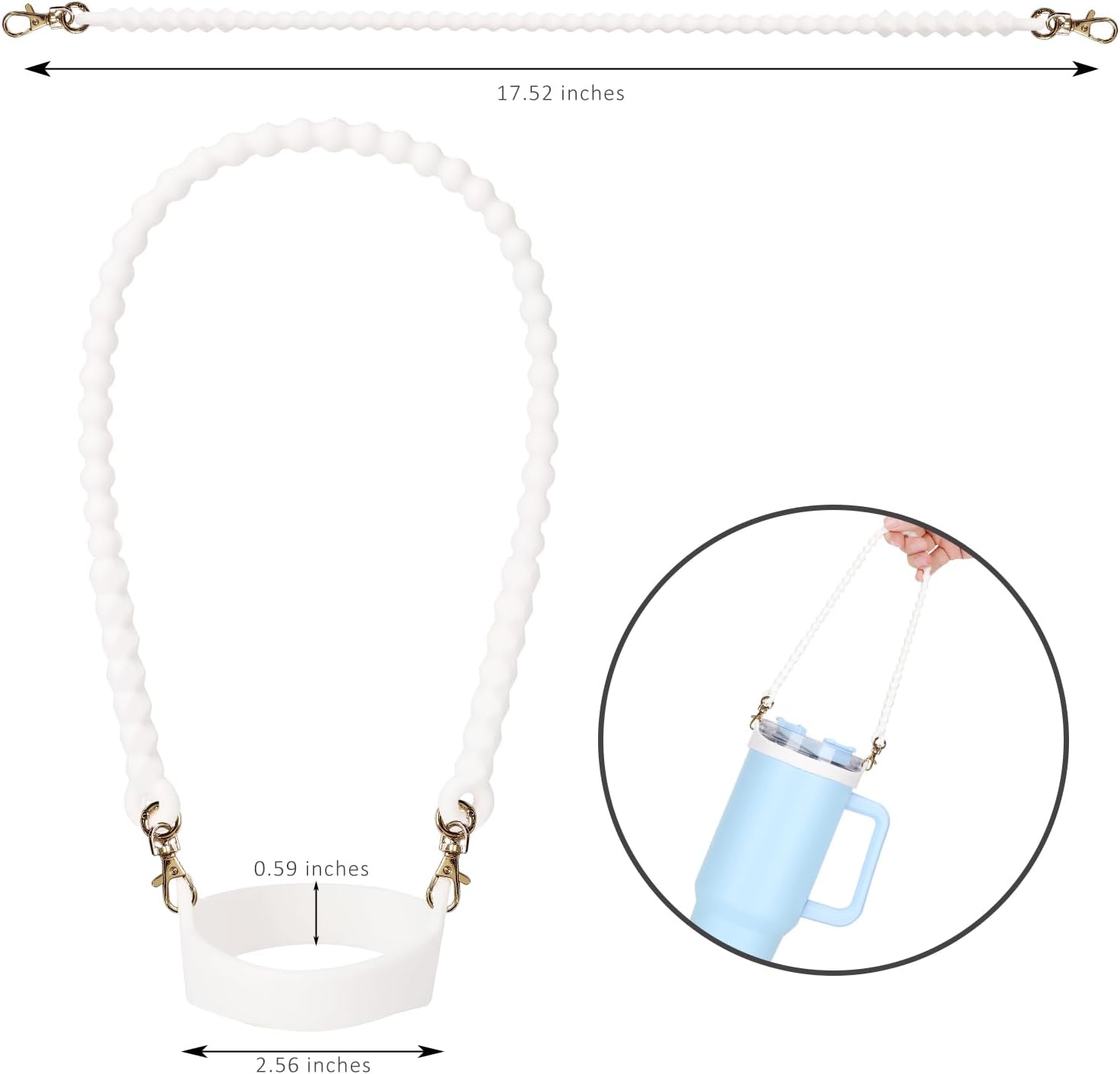 Water Bottle Handle for Stanley Cup - Soft, Durable Silicone Sling with Adjustable Strap, Fits Most 8-40oz Bottles, Ideal Stanley Cup Accessory - Image 3