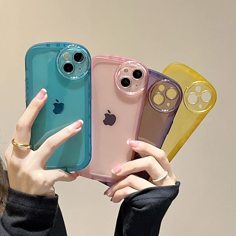 Coque iPhone 14 silicone liquide jaune évite bris d'écran - 5