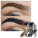 Tinted Thickening Eyebrow Mascara with Two Eyebrow Brushes,Brow Fast Sculpt,Waterproof,Transfer-proof,Eyebrow Tinting Kit- Cruelty Free - Light Medium Brown (2 Pack) (01#Brown &04#Black)