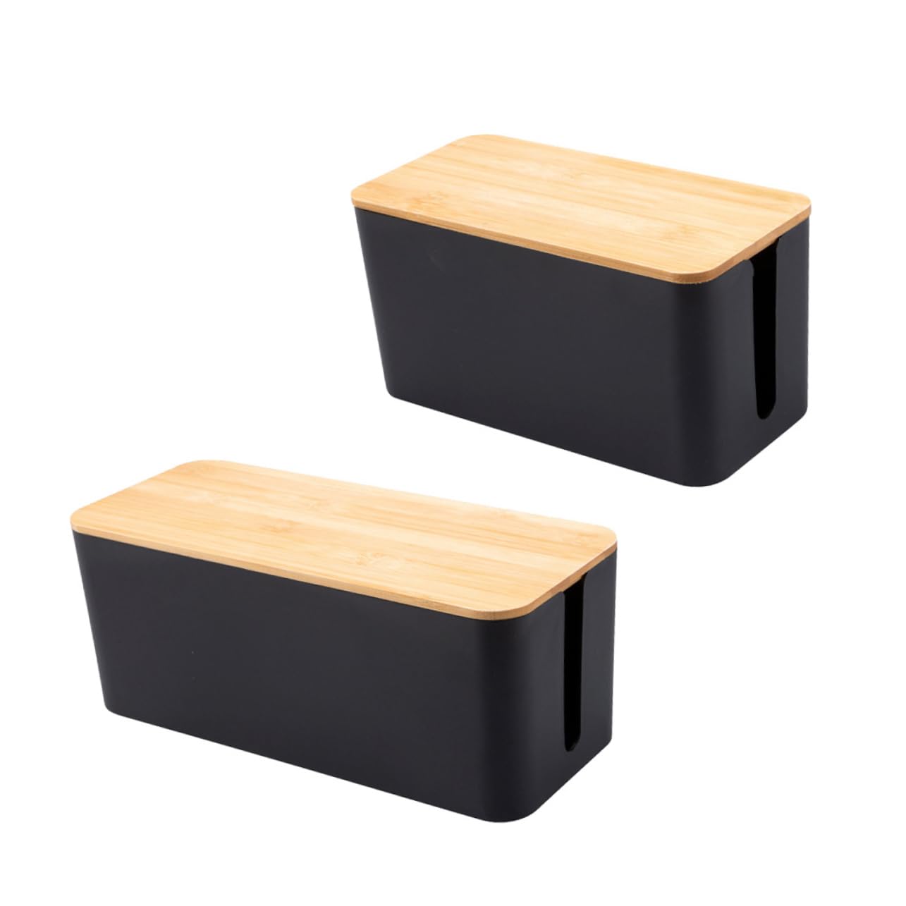NUOBESTY Caja de Almacenamiento de Enchufes 2piezas en Madera y Plástico