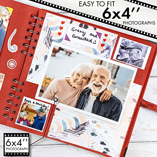 image for Bstorify Square Scrapbook Photo Albums 8 x 8 Inch Red Thick Paper, Har