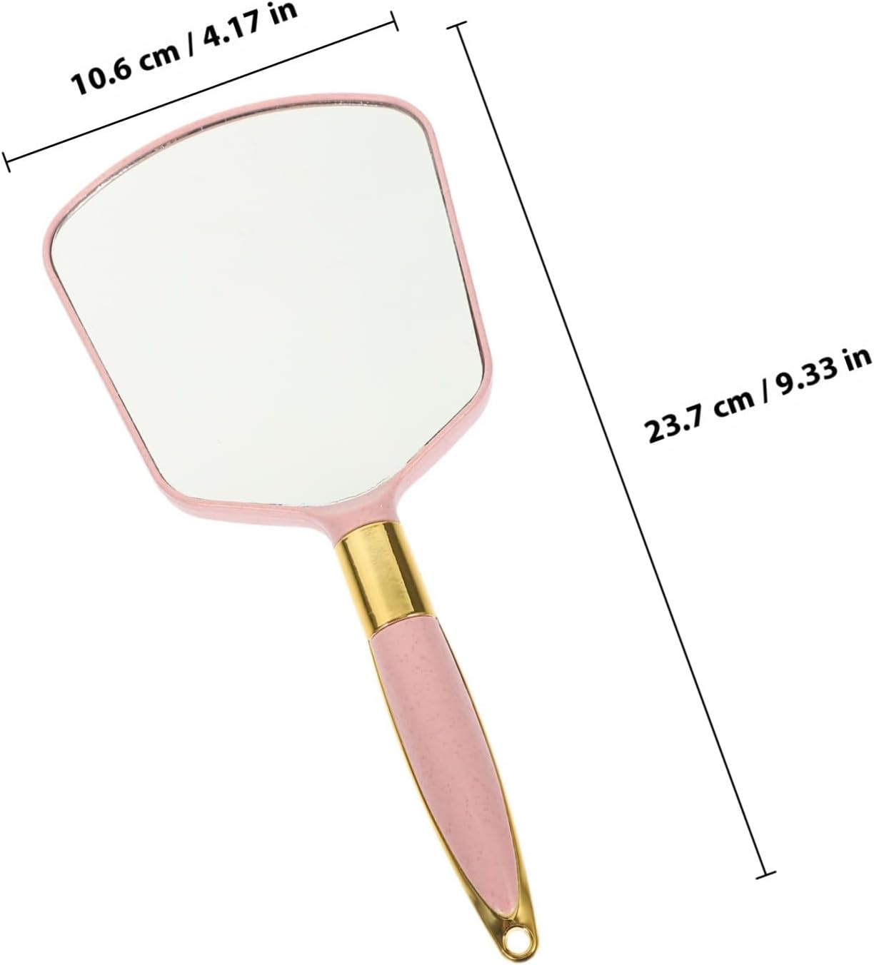 Vanity Mirror Handheld Compact Plastic Mirror with Handle Portable for Women Pink