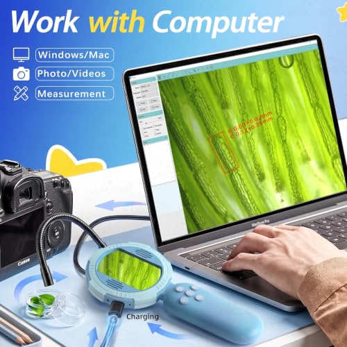 Image of Lukzer Mini Digital Kids Microscope 100X Zoom Camera with LCD Screen & LED Lights (Blue), Portable Pocket Handheld Microscope for Kids & Adults | STEM Educational Science Toy for Nature Exploration