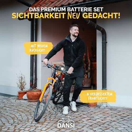 DANSI Fahrradleuchten-Set StVZO I LED-Fahrradlicht I Rad-Licht hell vorne (30/15 Lux, Batterie-Leuchtenset Premium)