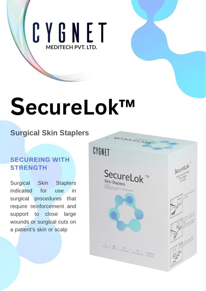 OTICA SecureLok Plastic 35W Skin Stapler - Surgical Stapler for Medical Wound Closure - Disposable Skin Staple Gun Pack of 10 1