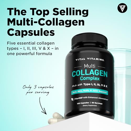 Vital Vitamins Multi Collagen Pills for Women & Men (2-Pack) - Hydrolyzed Collagen Peptides - Type I, II, III, V, X - Grass Fed, Non-GMO - Image 3