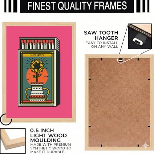 Image of BLINKART Matchbox Fire Aesthetic Modern Art Walls With Frame | Natural Wood Texture | Living Room Bedroom Office Wall Decoration | Poster Home Decor Frames Wall Bedroom | 12x8 Inches (D73)