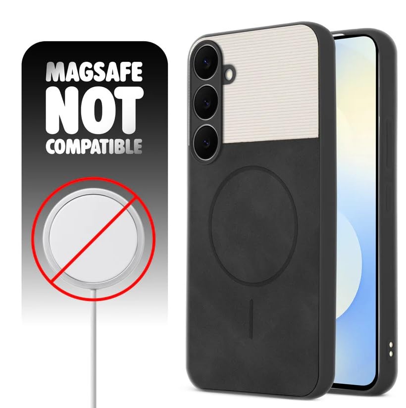 Image of Bintage CASE Mac Safe Design Hard Light Weight Back Case | Soft Border Camera Protect | Dual PU Leather Finish Back Cover Compatible for Samsung Galaxy A35 5G - White & Black