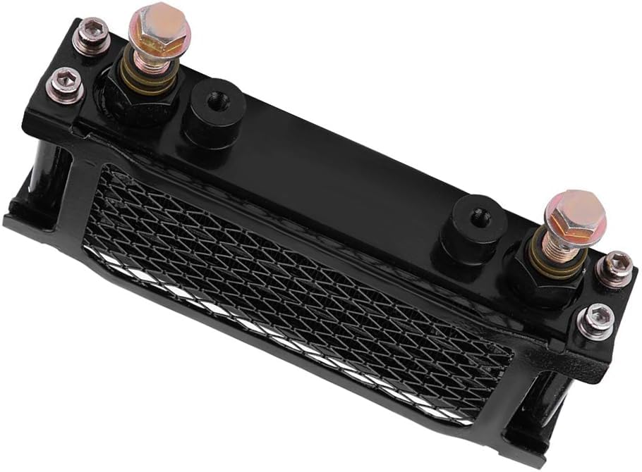 Motorcycle Engine Oil Cooler Oil Cooling Radiator System Kit for CB CG 100CC-250CC (65ml-Black) Motorbike Oil Cooler Cooling Radiator Engine Set