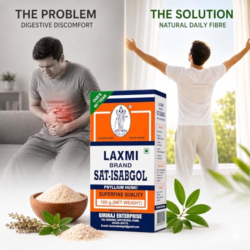 Image of Laxmi Sat Isabgol Psyllium Husk Powder-100 gm (Pack of 3) | For Constipation Relief & Gut Health | High Fiber Supplement | Supports Easy Bowel Movement, Digestive Wellness & Bloating Relief | 100 gm (Pack of 3)