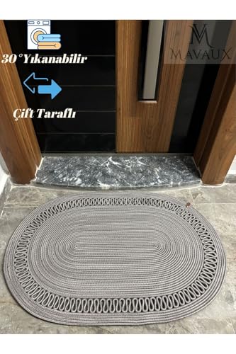 Amsterdam Serisi Jüt, Desenli Kapı Önü, Paspas, Banyo Paspası, Balkon Paspası/Hediyelik, Ev Eşyası Gri 80 x 120