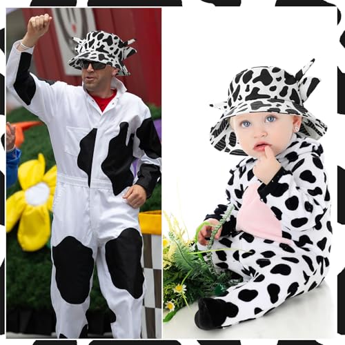 Image of 3 Pcs Cow Printed Bucket Hat Cute Bucket Hat Beach Hat Summer Double Sided Sun Hat Black