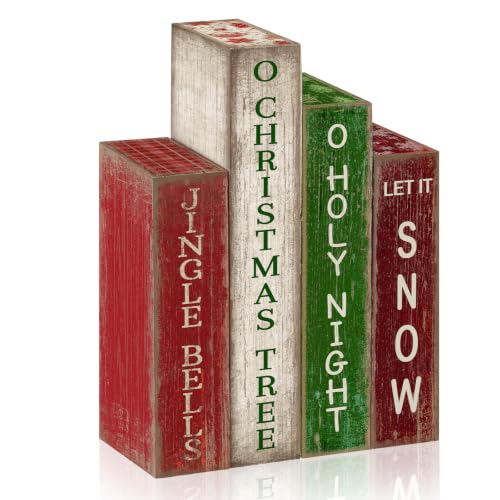 Anglechic 4 Pcs Christmas Table Decorations Wooden...