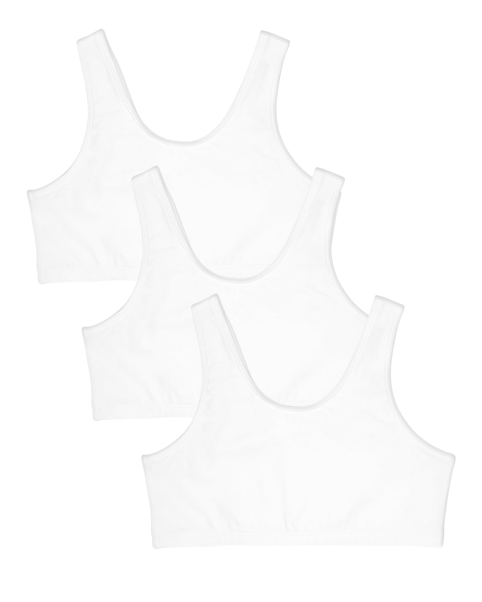 Fruit of The Loom Girls 3 Pack Cotton Built -Up Stretch Sports Bra in Everyday Colors