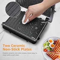 Aigostar 1000W Panini Press Grill with Ceramic Non-stick Plates, Sliver — image 5