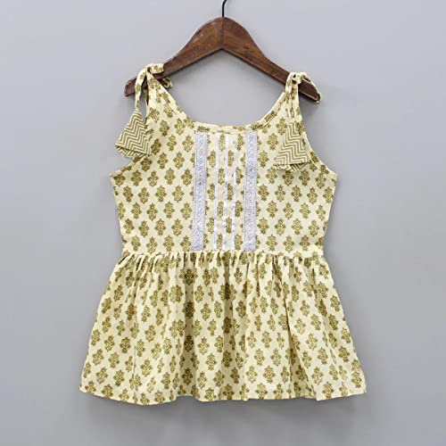Image of Prawah Kids Girl's Rayon Patola Printed Crop Top With Patiyala Dhoti Set