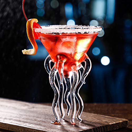 YARNOW 2 Pcs Cocktail Glasses Margarita Glasses Octopus Glasses for Home Bar Restaurant, Transparent-2pcs, 12.5x9cm - Image 3