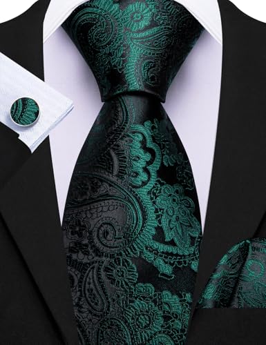 Image of Barry.Wang Men 6PCS Tie Silk Gift Necktie Clip Woven Tie Sets Party | Men Tie Classic Silk Gift Necktie With Tie Clip Jacquard Woven Neck Ties 6PCS Formal Wedding