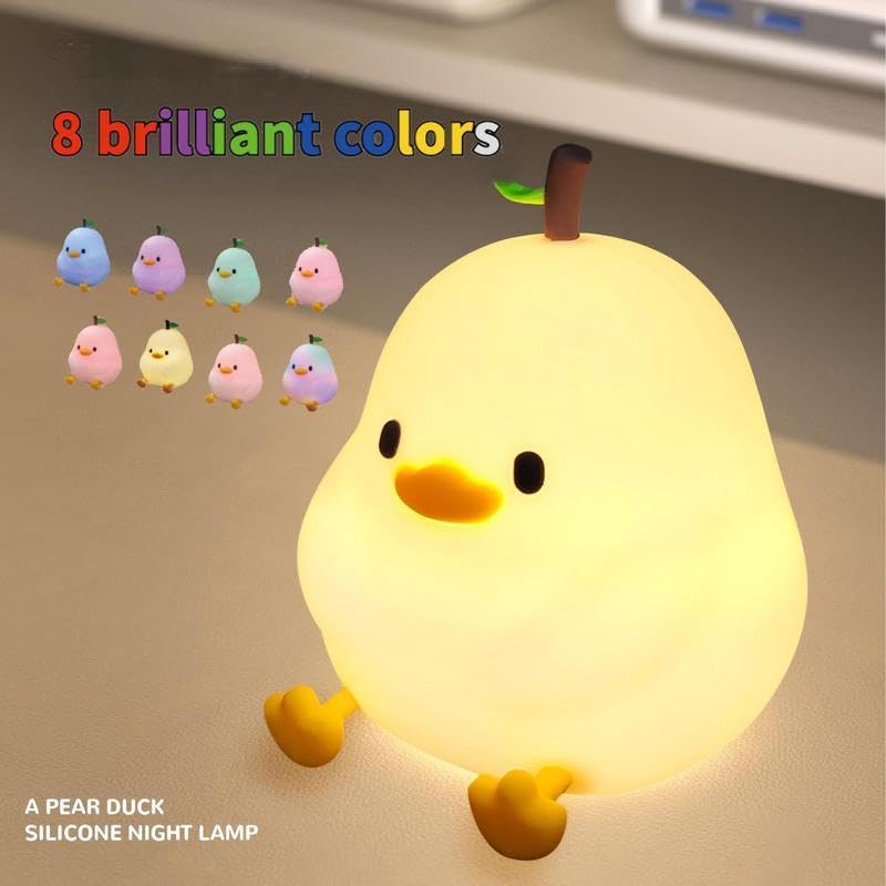 Lámpara de noche de silicona USB recargable con diseño pato pera miniatura 2