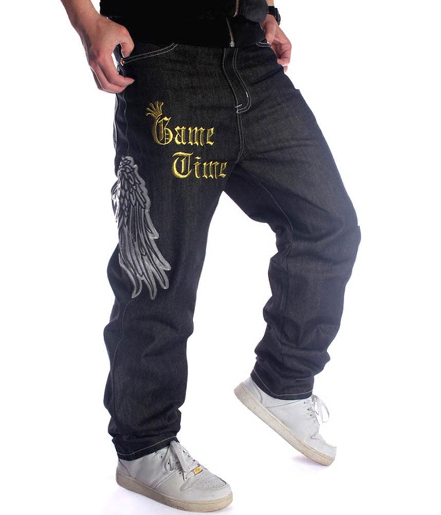 Onsoyours Vaqueros Holgados Estilo Hip Hop Grafiti De época Pantalones Estampados Bordados Hip Hop Street Dance Pantalones