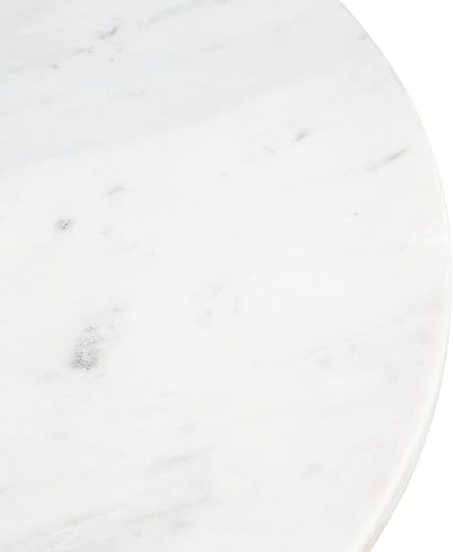 Miniatura 8 de Kate and Laurel Tira - Mesa auxiliar redonda, 14 x 14 x 24 pulgadas, color blanco y gris, mesa auxiliar decorativa estilo pedestal para usar como