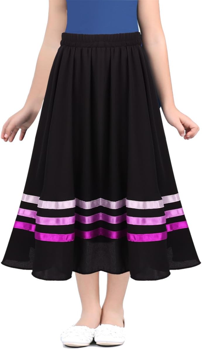 – Kids Girls Full Circle Ballet Character Skirts Lyrical Liturgical Praise Dancewear Long Skirt Dress