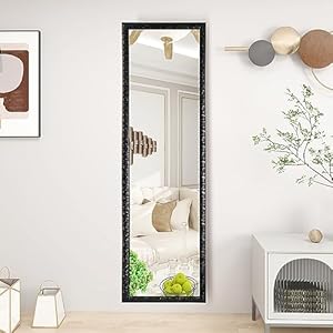 FANYUSHOW Full Length Mirror Explosion-Proof Wall Mounted Hanging Mirror Door Mirror Full Length for Bedroom, Living Room, Room Decor 50″x 14″, Black