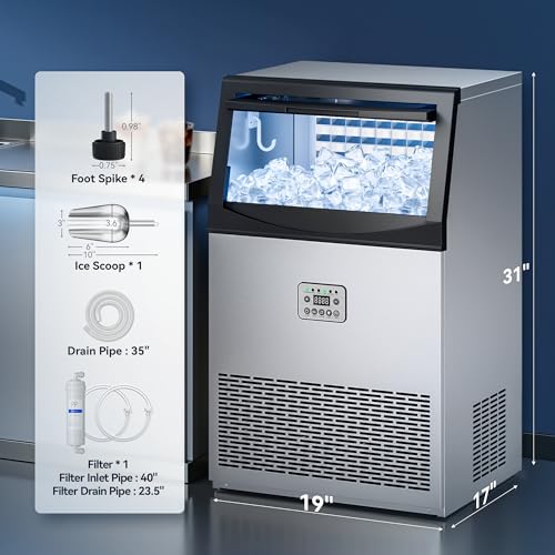 Image of Tehanld Commercial Ice Maker, 110LBS /24H Ice Maker for Home, Rest, Bar
