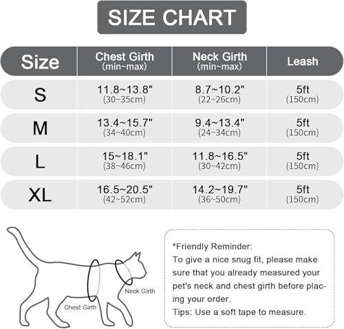Image of Cat Harness and Leash Set, Upgraded Escape Proof Adjustable Vest with Lead for Kitten Puppy Outdoor Walking, Soft Breathable Mesh Jacket with Reflective Strips for Dark Night, M, Gray