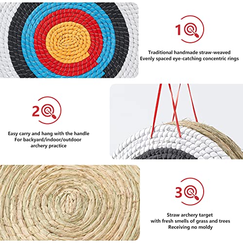 Swatlo Archery Targets For Backyard 20 Inch Traditional Hand-Made Round Straw Archery Target Bow & Arrow Target For Archery Practice (5 Layer Black) #TOP2
