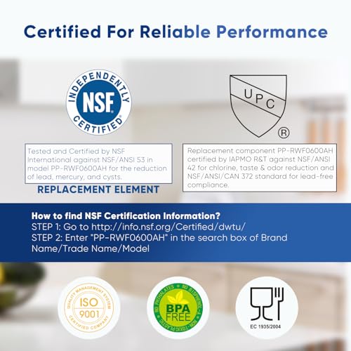 Image of PUREPLUS PRO Refrigerator Water Filter Replacement for HDX FMG-1, PL-100, WFC1201, PC75009, RWF1060, RWF0600A, 469991 Refrigerator Cartridge, NSF /ANSI 53&42 Certified, 1Pack